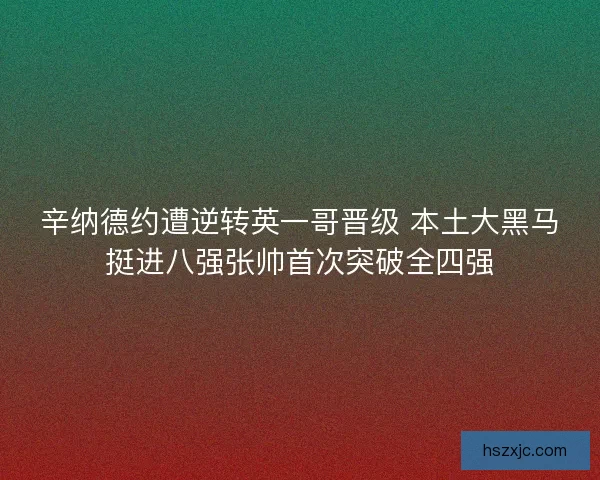 辛纳德约遭逆转英一哥晋级 本土大黑马挺进八强张帅首次突破全四强