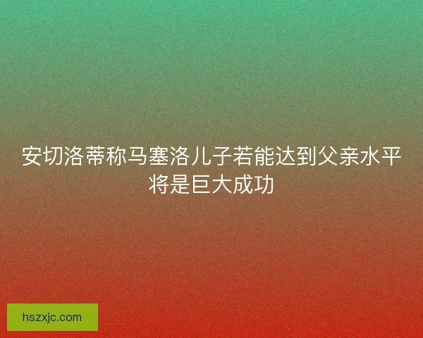 安切洛蒂称马塞洛儿子若能达到父亲水平将是巨大成功