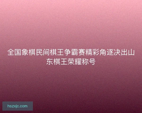 全国象棋民间棋王争霸赛精彩角逐决出山东棋王荣耀称号
