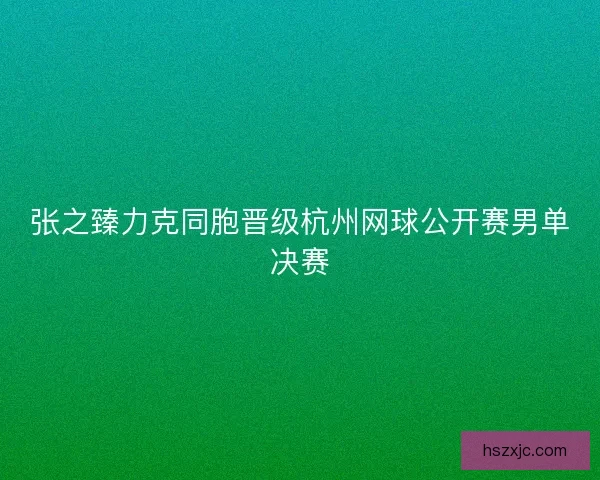 张之臻力克同胞晋级杭州网球公开赛男单决赛